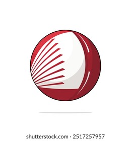 Ilustração do vetor de cor plana da bola de críquete no fundo branco