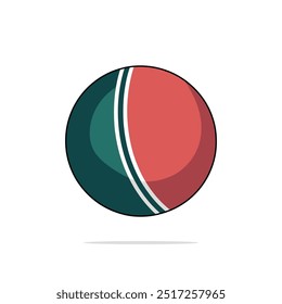Cricket ball flat color vector illustration on white background