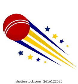 Cricket ball flying colour concept. Cricket ball clip art with blue and yellow colour cartoon style vector illustration