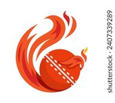 cricket ball flying fire ball icon Design Vector, Design Concept, Creative Symbol.