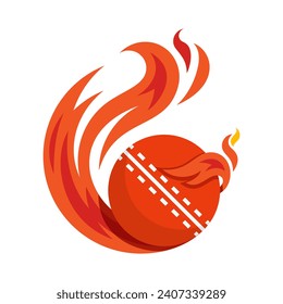 cricket ball flying fire ball icon Design Vector, Design Concept, Creative Symbol.