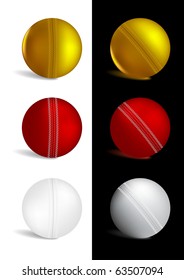 Cricket Ball in gold, red and white colors - vector illustration