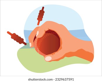 Cricket ball in hand fist Ready to take wickets vector