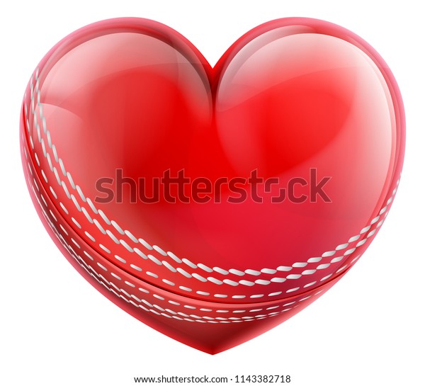 Cricket Ball Heart Shape Concept Passion Stock Vector (Royalty Free ...