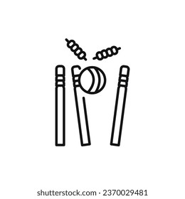 Cricket ball hitting wickets out color line icon. Pictogram for web page, mobile app, promo.