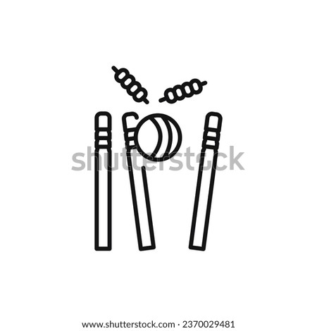 Cricket ball hitting wickets out color line icon. Pictogram for web page, mobile app, promo.