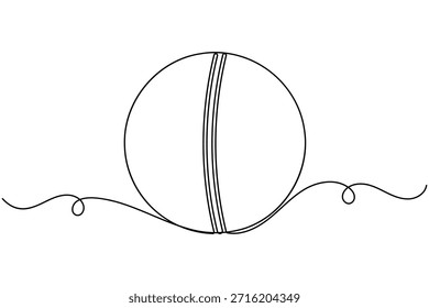 Icono de pelota de cricket continuo una línea dibujando equipos deportivos sobre fondo blanco minimalista arte único moderno y limpio símbolo contorno Ilustración vectorial