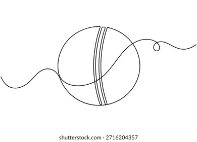 Icono de pelota de cricket continuo una línea dibujando equipos deportivos sobre fondo blanco minimalista arte único moderno y limpio símbolo contorno Ilustración vectorial