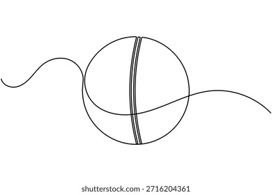 Icono de pelota de cricket continuo una línea dibujando equipos deportivos sobre fondo blanco minimalista arte único moderno y limpio símbolo contorno Ilustración vectorial