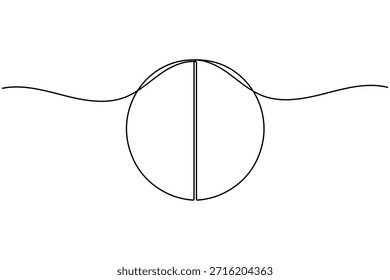 Ícone de bola de críquete contínuo uma linha desenhando equipamentos esportivos no fundo branco minimalista uma única arte moderna e limpo símbolo esboço vetor ilustração