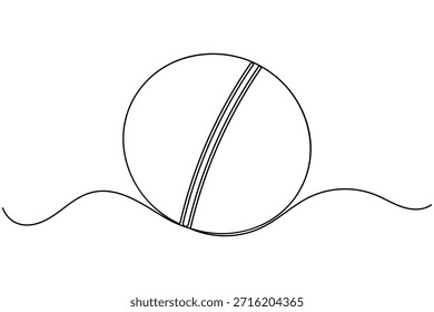 Icono de pelota de cricket continuo una línea dibujando equipos deportivos sobre fondo blanco minimalista arte único moderno y limpio símbolo contorno Ilustración vectorial