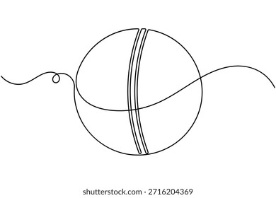 Cricket ball icon continuous one line drawing sports equipment on white background minimalist single art modern and clean symbol outline vector illustration