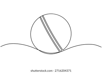 Icono de pelota de cricket continuo una línea dibujando equipos deportivos sobre fondo blanco minimalista arte único moderno y limpio símbolo contorno Ilustración vectorial