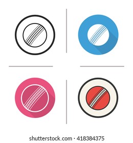 Cricket ball icon. Flat design, linear and color styles. Isolated vector illustrations