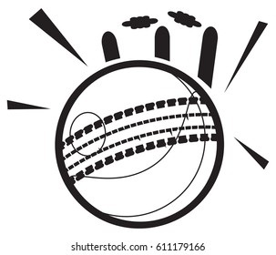 cricket ball clipart black and white