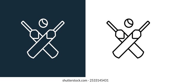 ícone de bola de cricket isolado em cores brancas e pretas. bola de cricket esboço linear vetor ícone de esportes e prêmios coleção para aplicativos móveis, web e ui.