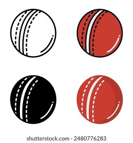 Cricket Ball icon represents the hard, leather ball used in the sport of cricket for bowling and batting.