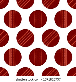 Cricket Ball Icon Seamless Pattern, Leather Cricket Ball Vector Art Illustration