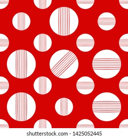Cricket Ball Icon Seamless Pattern, Leather Cricket Ball Vector Art Illustration