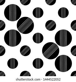 Cricket Ball Icon Seamless Pattern, Leather Cricket Ball Vector Art Illustration