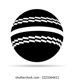 Cricket ball icon with shadow, equipment element closeup design, sport object vector illustration .