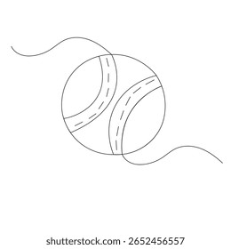 Ícone de bola de críquete desenho de arte de linha única esboço ilustração vetor 