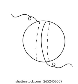 Cricket Ball Symbol einzeilige Zeichnung Umriss Vektorgrafik 