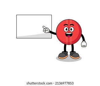 cricket ball illustration doing a presentation , character design