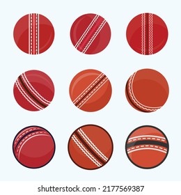 Colección De Diseño Colorido De Cricket Ball, Fondo Blanco Y Vector Premium. Concepto Creativo Y Diseño De Alta Calidad. Ilustración De Balas De Color Rojo Y Negro. 