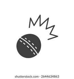 Cricket Ball Impact Flash. Gestileerde energetische sportgame-apparatuur met dynamisch effect voor actiescènes. Vectorillustratie
