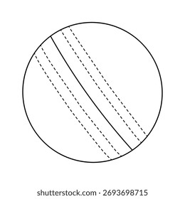 Cricket ball line art vector design. Cricket ball outline illustration design.