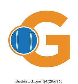 cricket ball Logo combine with letter G vector template