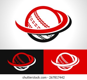 Cricket Ball Logo Icon With Swoosh Graphic Element