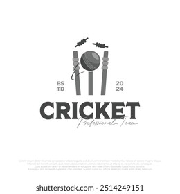 cricket ball logo template element. illustration vector design of stick in a cricket games