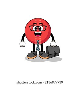 cricket ball mascot as a businessman , character design