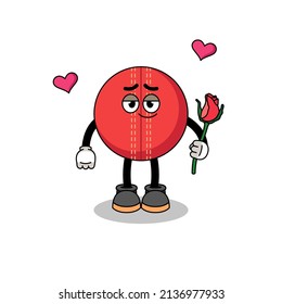 cricket ball mascot falling in love , character design