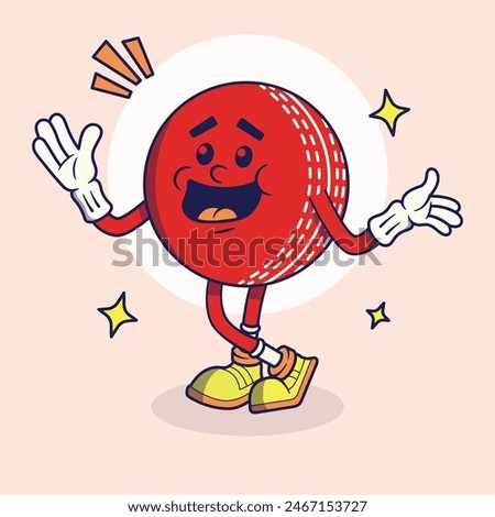 Cricket Ball Mascot Retro Character