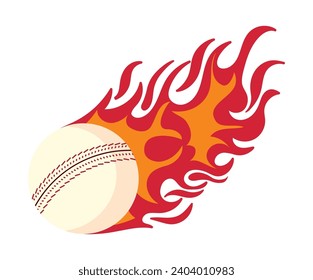 cricket ball on fire illustration isolated