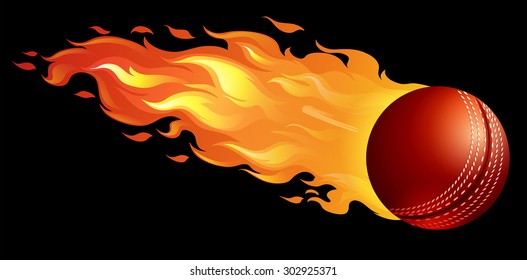 Cricket ball on fire illustration