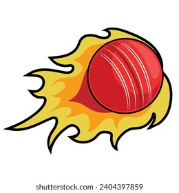 cricket ball on fire vector isolated