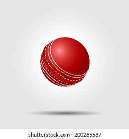 Cricket ball on white background with shadow