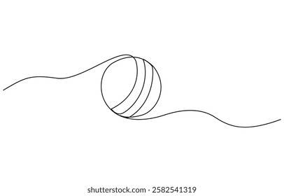 Cricket Ball One Line Drawing: Continuous Hand Drawn Sport Theme Object,  Professional cricket bat continuous single one line drawing art vector design.