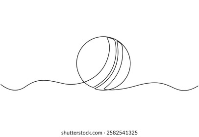 Cricket Ball One Line Drawing: Continuous Hand Drawn Sport Theme Object,  Professional cricket bat continuous single one line drawing art vector design.