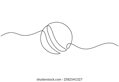 Cricket Ball One Line Drawing: Continuous Hand Drawn Sport Theme Object,  Professional cricket bat continuous single one line drawing art vector design.