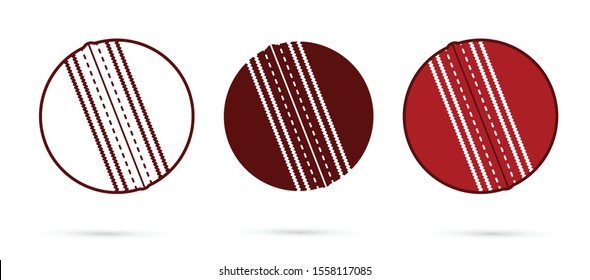 Cricket Ball Outline, Silhouette Cartoon Graphic Vector