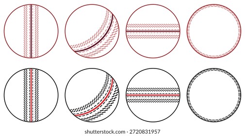 Ilustración vectorial circular del patrón de la costura de la bola de cricket.