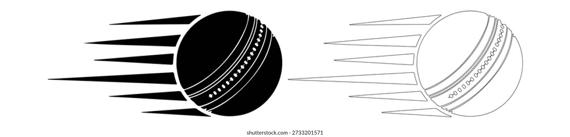 Cricket ball with speed trail icon vector illustration