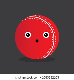 Cricket Ball Sport Vector Illustration with Smiley Face