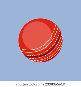 Cricket ball for a sports game stock vector illustration isolated on blue background.