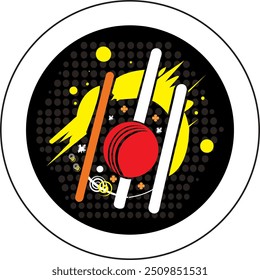 Bola de cricket, Vector de diseño de logotipo de sello 